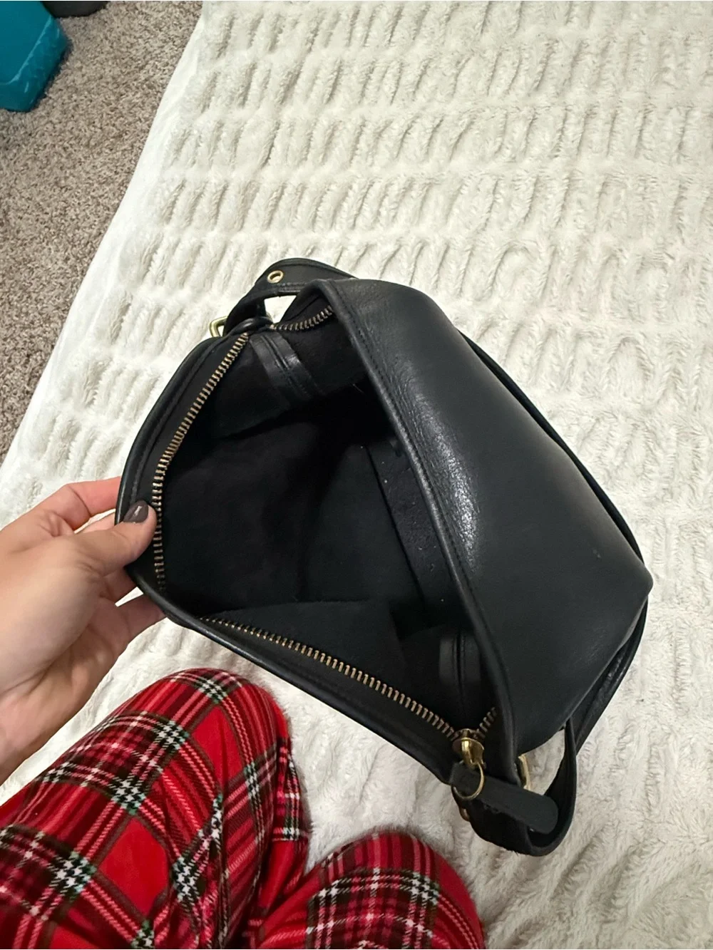 Vintage Coach duffel sac Black Leather Shoulder Bag